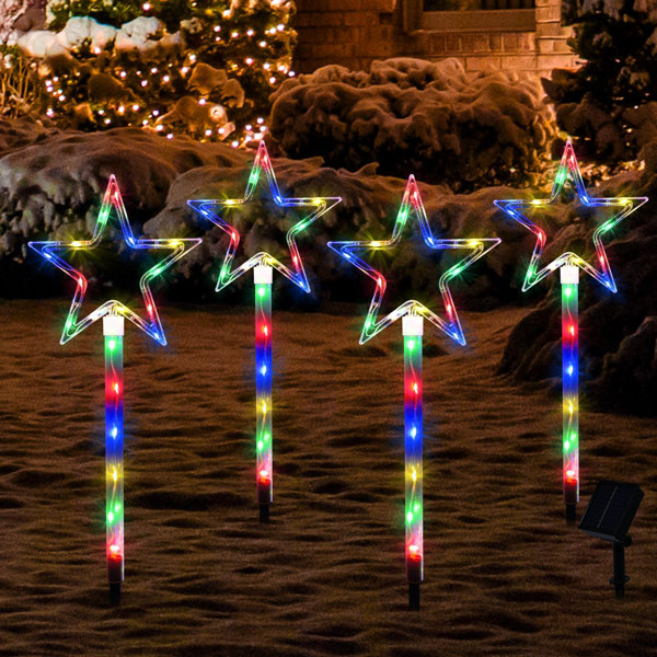 Zeki Shoggy Solar Christmas Pathway Lights, Star Pathway Lights Solar